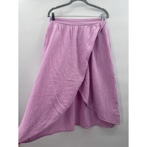 Pact Women S Faux Wrap Midi Skirt Organic Double Gauze Coastal Asymmetrical Hem